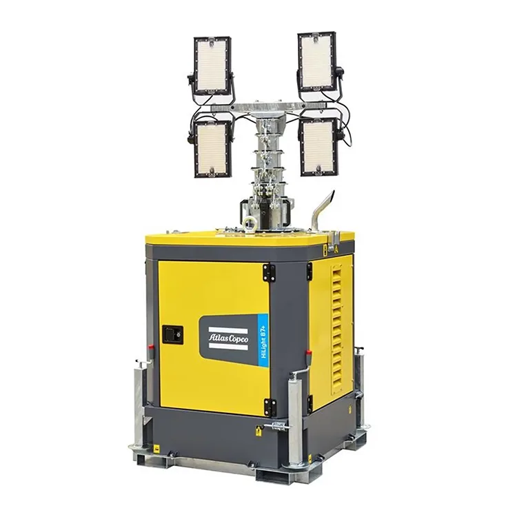 Quais são as principais vantagens que a torre de iluminação LED Hilight da Atlas Copco traz para projetos de construção e iluminação de eventos?